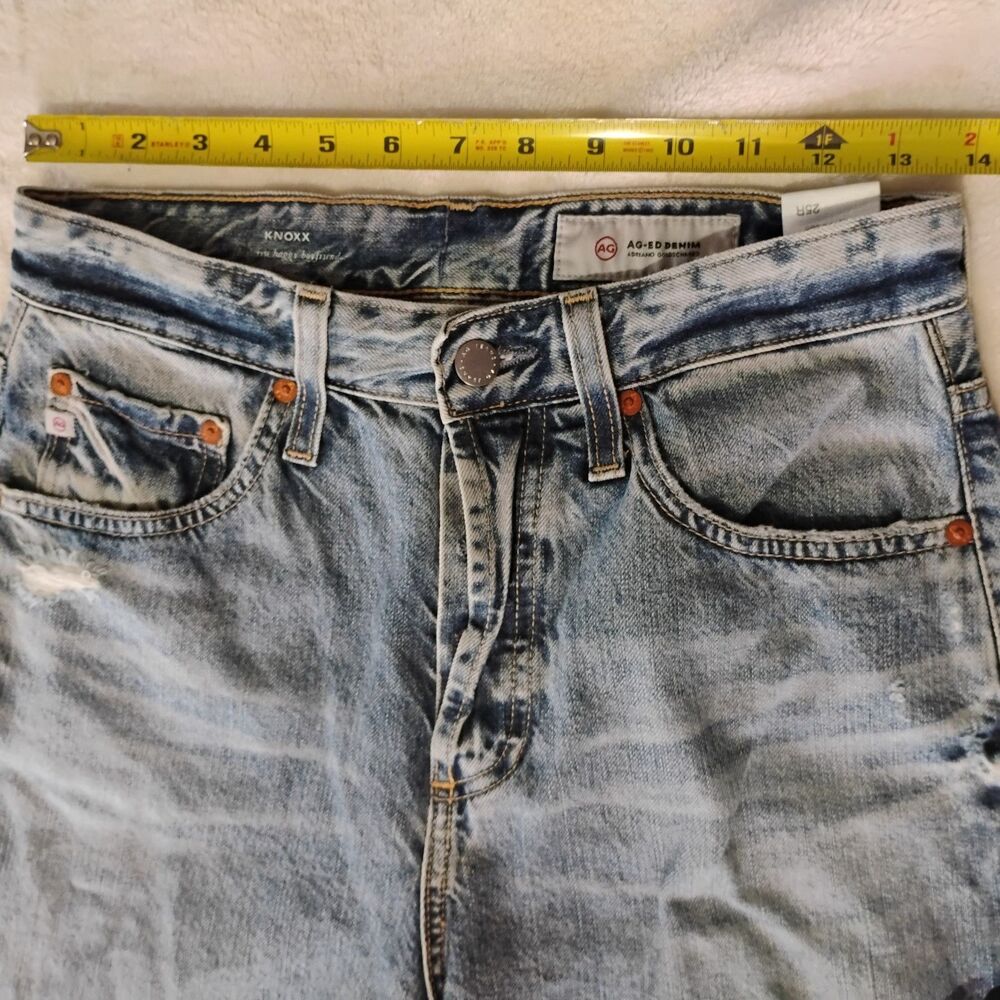 AG Adriano Goldschmied Knox High Rise Baggy Boyfriend Jeans Women 25R Distressed - Picture 8 of 12